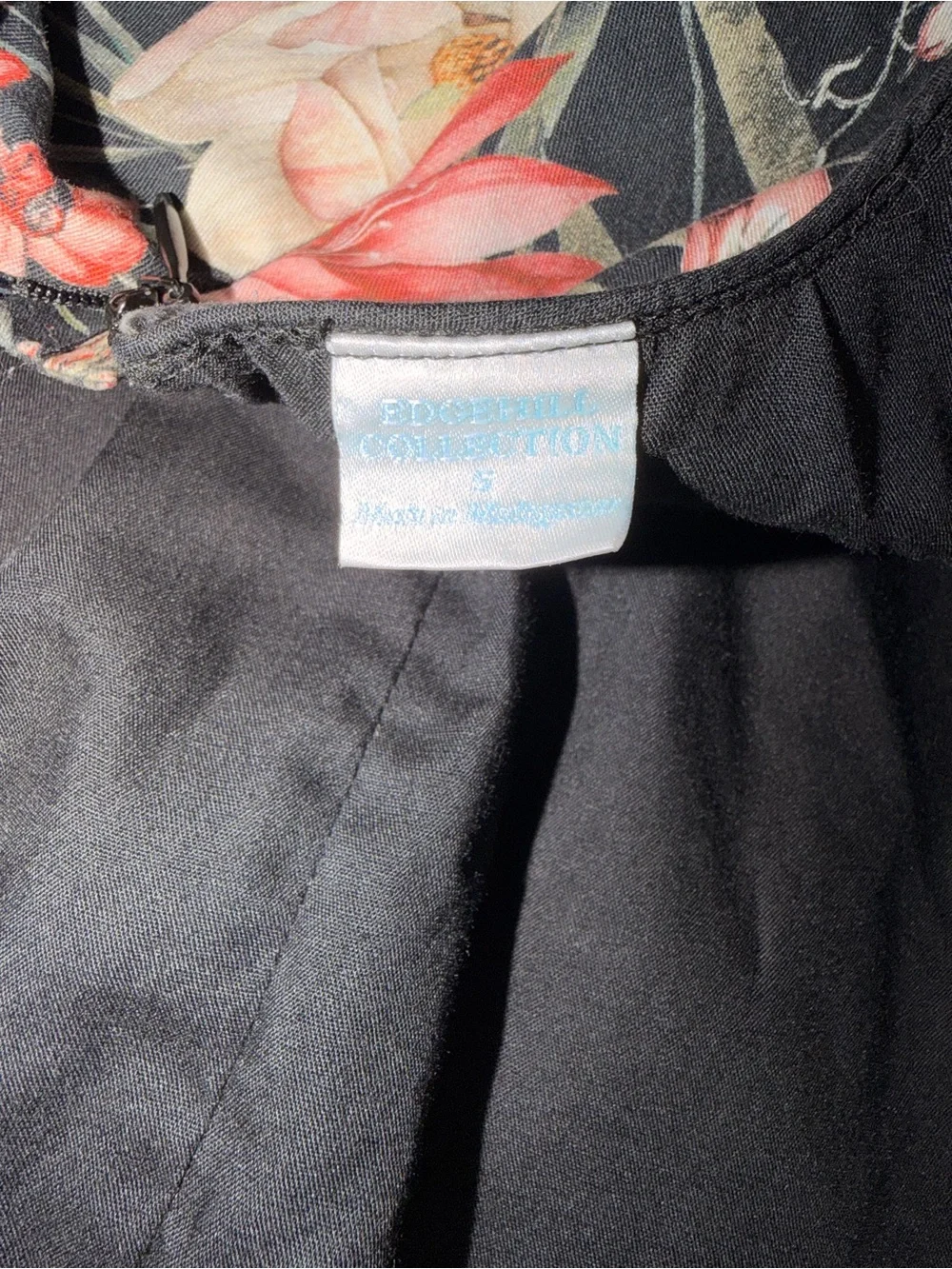Edgehill Collection Girls Size 5 Black Floral Cotton Cottagecore Dress